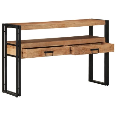 vidaXL Τραπεζάκια Σαλονιού Μαύρα 120x33x75cm από Μασίφ Ξύλο Ακακίας και Μέταλλο 1 τεμ.