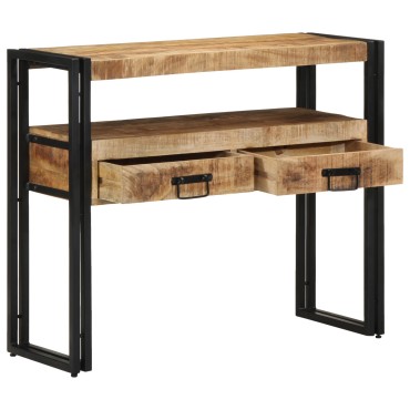 vidaXL Τραπέζια Τέλους Μαύρο 90x33x75cm Μασίφ Ξύλο Μάνγκο και Μέταλλο 1 τεμ.