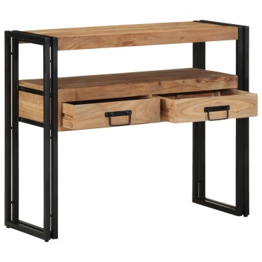 vidaXL Κονσόλα Μαύρη 90x33x75cm Μασίφ ξύλο ακακίας και Μέταλλο 1 τεμ.