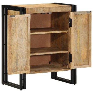 vidaXL Ντουλάπα Παπουτσιών Μαύρη 30x30x40cm Μασίφ Ξύλο Μάνγκο και Σίδερο
