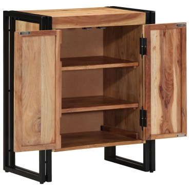 Ντουλάπα Παπουτσιών vidaXL Μαύρη 30x30x40cm από Μασίφ Ξύλο Ακακίας και Ατσάλι
