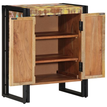 vidaXL Ντουλάπι Παπουτσιών Μαύρο 30x30x40cm Μασίφ Ανακυκλωμένο Ξύλο και Ατσάλι