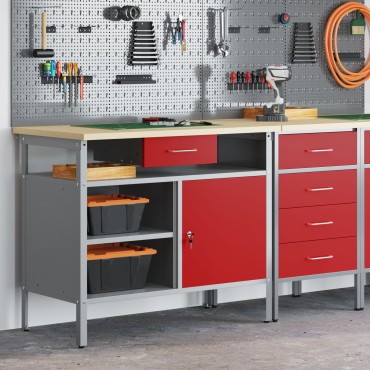 vidaXL Γραφείο με Κλειστή Πόρτα Κόκκινο 100x55x85 εκ Ατσάλι