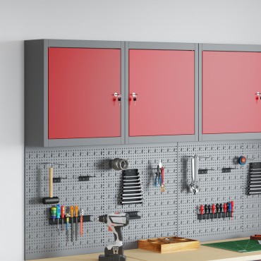 vidaXL Ντουλάπι Εργαλείων Τοίχου Κόκκινο 50x20x55 εκ. Ατσάλι