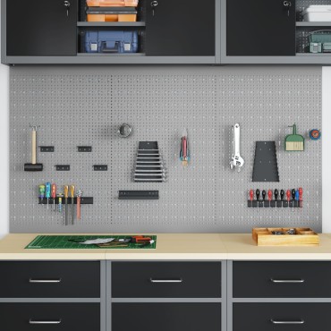 vidaXL Pegboards 3 τεμάχια με 15 αξεσουάρ Γκρι 50x80 εκ Ατσάλι