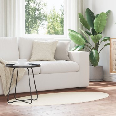 vidaXL Χαλιά Κρεμ Πολυεστέρας 80x150cm Ωοειδές χαλί Ωοειδές