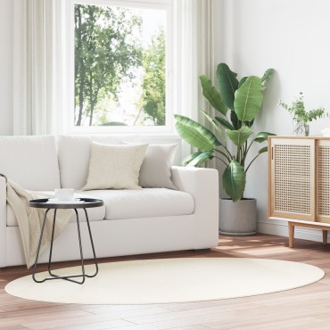 vidaXL Χαλιά Κρεμ Μαλλί 140x200cm Ανθεκτικό Χαλί χώρου Ωοειδές
