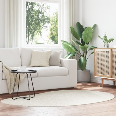 vidaXL Χαλί Κρεμ 140x200cm Πολυεστέρα Αντιολισθητικό
