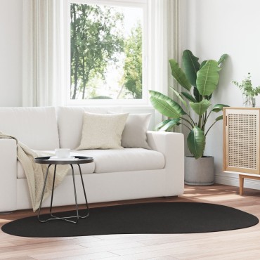 vidaXL Χαλιά Μαύρο Πολυπροπυλένιο 140x200cm Χαλιά χώρου Ωοειδές