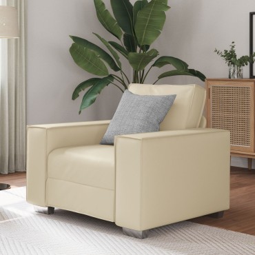 vidaXL Πολυθρόνα Κρεμ Από Συνθετικό Δέρμα 99x78x84cm 1 τεμ. Γωνιακός
