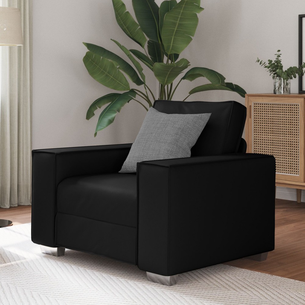 vidaXL Μαύρη Ψεύτικη Δερμάτινη Πολυθρόνα - 59 εκ 99x78x84cm