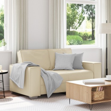 vidaXL Καναπές Διθέσιος Κρεμ Ψεύτικο Δέρμα 160x78x84cm 1 τεμ.