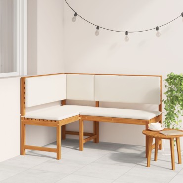 Bέντσα γωνίας κήπου vidaXL με μαξιλάρια 140x100x91cm από συμπαγές ξύλο ακακίας