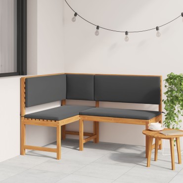 vidaXL Γωνιακή Παγκάκι Κήπου με Μαξιλάρια 140x100x91cm Μασίφ Ξύλο Ακακίας