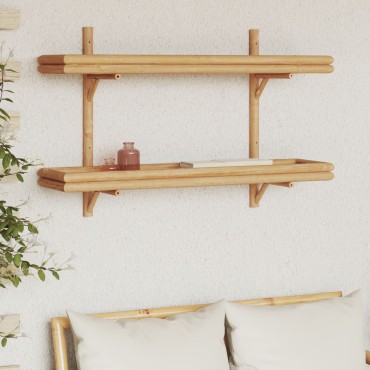 VidaXL Ράφι Τοίχου 2-επίπεδο 100x26x60cm Μπαμπού 1 τεμ.