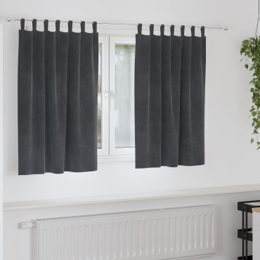 Curtains Blackout vidaXL με Κρεμαστές Λαβές 2 τμχ Ανοιχτό γκρι Βαμβάκι