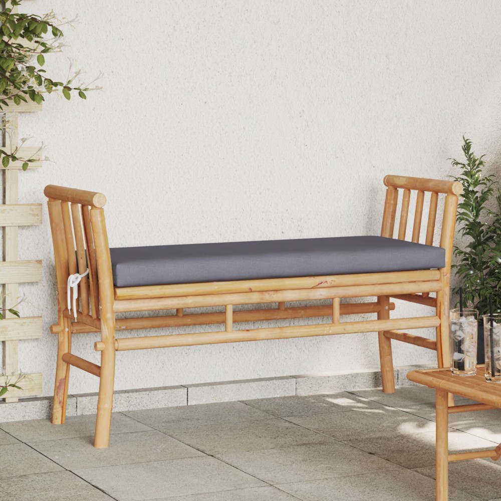 vidaXL Παγκάκι κήπου με μαξιλάρι Καφέ 110x38x65cm Μπαμπού 1 τεμ.