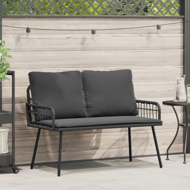 vidaXL Παγκάκι Κήπου Μαύρο 114x64x78cm Πολυ Ράταν