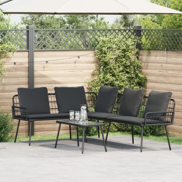 vidaXL Γωνιακός Καναπές Μαύρος 231x173x78cm Πολυ Ρατάν