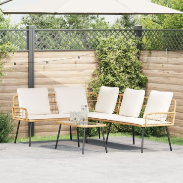 vidaXL L-Σχηματισμένος Καναπές Φυσικός 231x173x78cm Συνθετικό Ρατάν