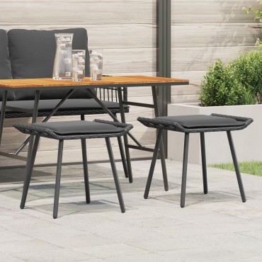 vidaXL Κήπος Σκαμπό 2 τεμ. Μαύρο 50x40x45cm Συνθετικό Ρατάν