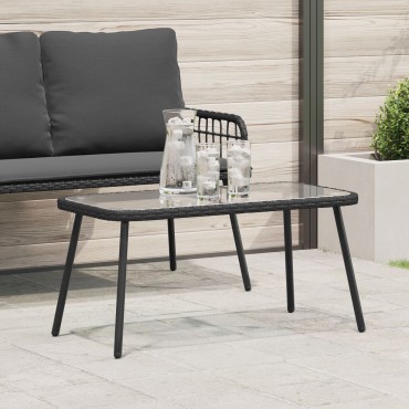 vidaXL Τραπεζάκι καφέ Μαύρο 90x45x42cm Συνθετικό ρατάν 1 τεμ.