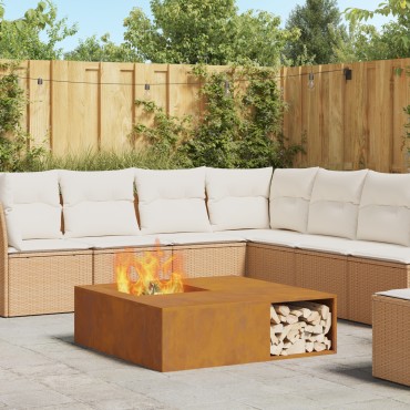 vidaXL Φωτιά με αποθήκευση ξύλων 100x100x30 εκ. Ατσάλι που καιρικά προσαρμόζεται