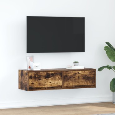 vidaXL Ντουλάπι τηλεόρασης Καπνιστό Δρύινο 100x31x25,5cm Επεξεργασμένο ξύλο
