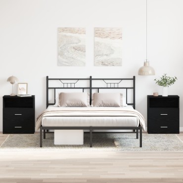 vidaXL Κομοδίνα 2 τεμ. Μαύρο Δρυς 50x32x60cm Επεξεργασμένο Ξύλο