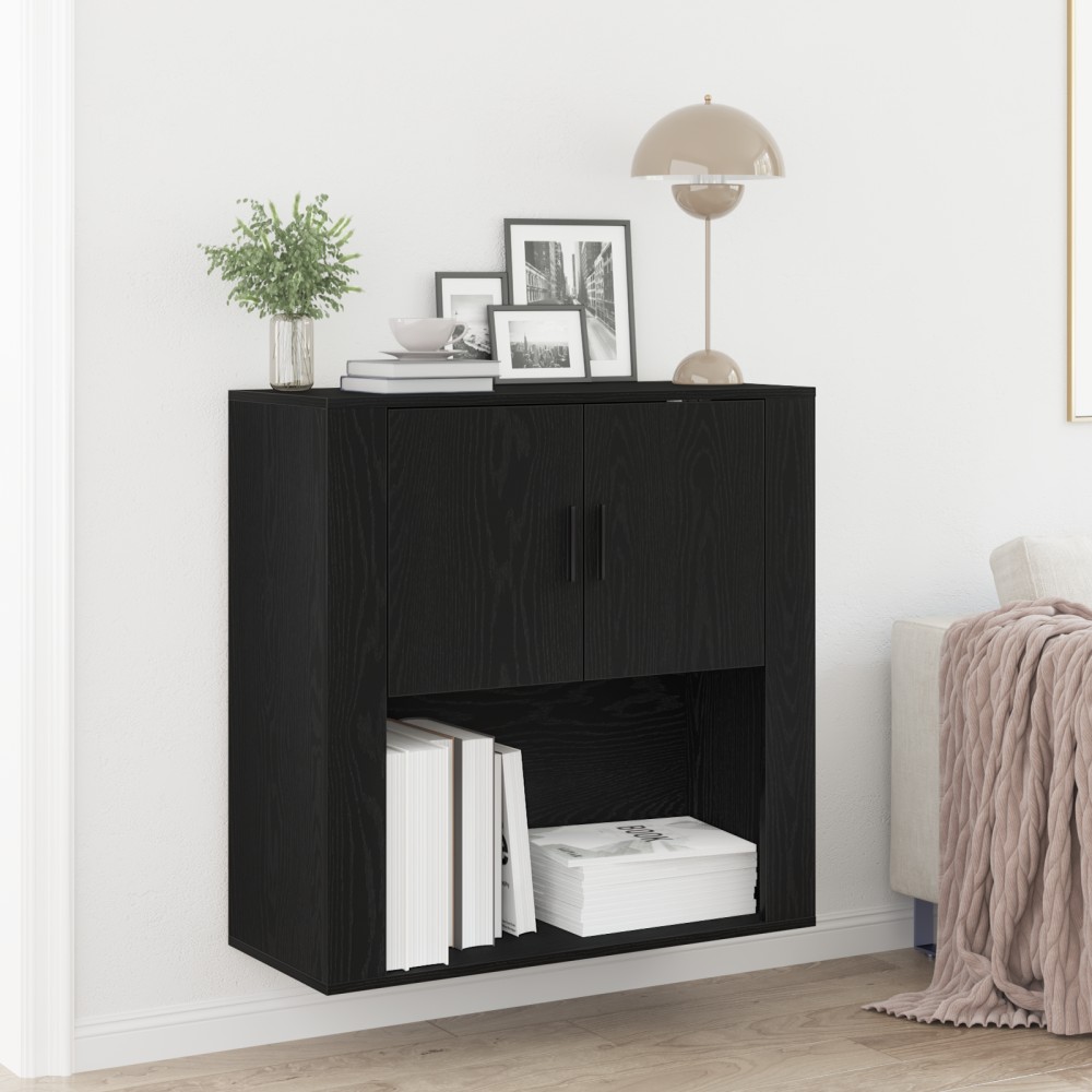 vidaXL Ντουλάπα Τοίχου Μαύρη Οξυά 80x33x80cm Επεξεργασμένο Ξύλο 1 τεμ.