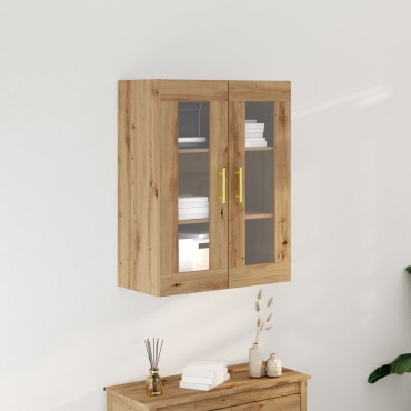 Ντουλάπα Τοίχου vidaXL με Γυάλινα Πόρτες Artisan Oak 69,5x34x90cm 1 τεμ.