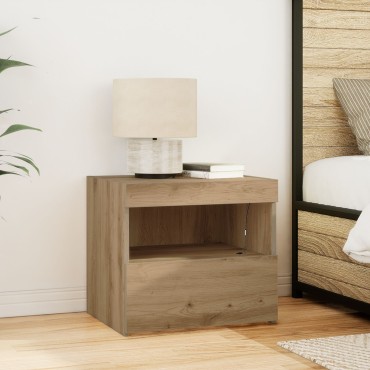 VidaXL Κομοδίνο με LED Φωτισμό Artisan Oak 50x40x45cm 1 τεμ.