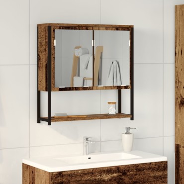 Καθρέφτης Μπάνιου vidaXL από Παλιό Ξύλο 60x16x60cm Κατασκευασμένο από Ξύλο