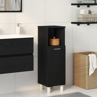 vidaXL Μαύρο Ντουλάπι Μπάνιου από Δρυ 30x30x95cm από Επεξεργασμένο Ξύλο
