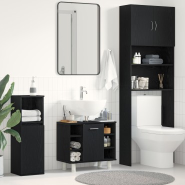 vidaXL Ντουλάπι Μπάνιου Μαύρο Δρυς 60x32x54cm Επεξεργασμένο Ξύλο
