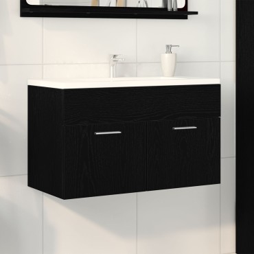vidaXL Νιπτήρας με Ντουλάπι Μαύρη Δρυς 90x38,5x46cm Επεξεργασμένο Ξύλο