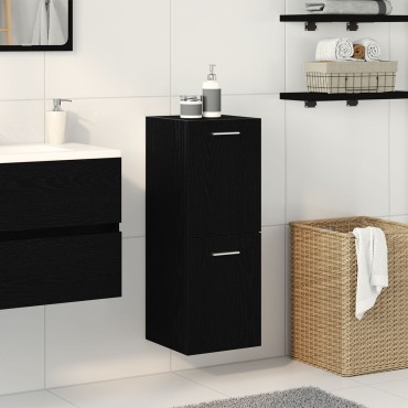 vidaXL Ντουλάπι Τοίχου Μπάνιου Μαύρη Δρυς 30x30x80 cm Κατασκευασμένο από Ξύλο