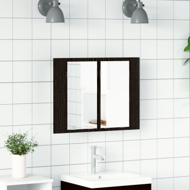 vidaXL LED Καθρέφτης Μπάνιου Ντουλάπας Μαύρο Δρυς 60x12x45cm Από Ξύλο