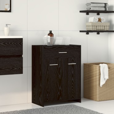 vidaXL Ντουλάπα Μπάνιου Μαύρη Δρυς 60x33x80cm Ξύλο Επεξεργασμένο