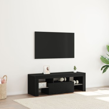 vidaXL Ντουλάπα τηλεόρασης με LED φώτα Μαύρη Δρυς 120x35x40 εκ