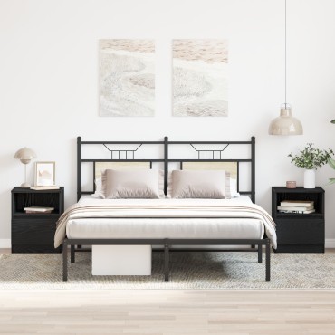 vidaXL Κομοδίνα 2 τεμ. Μαύρο Δρυς 40x40x50cm Επεξεργασμένο ξύλο