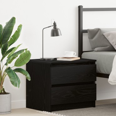 vidaXL Κομοδίνο Μαύρο Δρυς 50x40x43,5cm Επεξεργασμένο Ξύλο 1 τεμ.