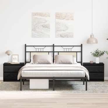 vidaXL Κομοδίνα 2 τεμ. Μαύρο Δρυς 50x40x43,5cm Επεξεργασμένο ξύλο
