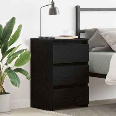 vidaXL Κομοδίνο Μαύρο Οξιά 40x35x62,5cm Επεξεργασμένο Ξύλο 1 τεμ.
