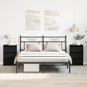 vidaXL Κομοδίνα 2 τεμ. Μαύρο Βαθύ 40x35x62,5cm Επεξεργασμένο Ξύλο