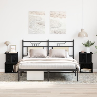 vidaXL Κομοδίνα 2 τεμ. Μαύρη Δρυς 35x35x55cm Κατασκευασμένο ξύλο
