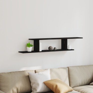 vidaXL Τοίχου Ράφα TV Μαύρη Βελανιδιά 125x18x23cm Επεξεργασμένο Ξύλο