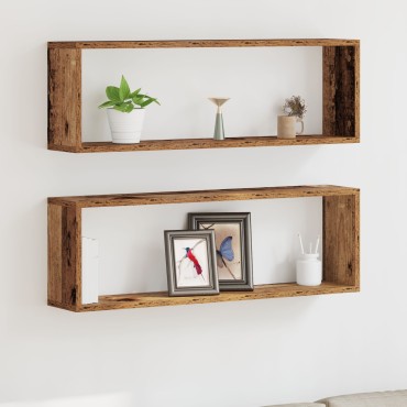 vidaXL Ράφια 2 τεμ. από Παλιό Ξύλο 80x15x26cm Επεξεργασμένο Ξύλο