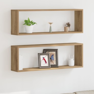 VidaXL Ράφια 2 τεμ. από Δρυς 80x15x26cm Επεξεργασμένο Ξύλο
