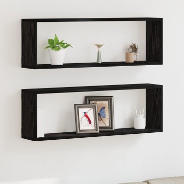 vidaXL Ράφια Τοίχου - Σετ 2, Μαύρη Δρυς, 80x15x26 cm Κατασκευασμένα από Επεξεργασμένο Ξύλο 1 τεμ.